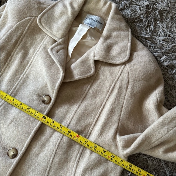 Cabin Creek Jacket Petite Women 8P Oatmeal Wool Button Up Shaped Car Coat Cozy - Picture 4 of 8